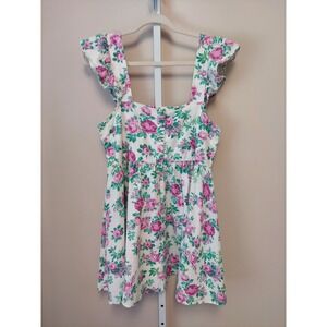 ASOS Floral Ruffle Mini Dress Cotton Linen 8 Cottagecore Coquette Babydoll